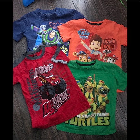 Other - 4 boys shirts cars tmnt paw patrol buzz size 4/5
